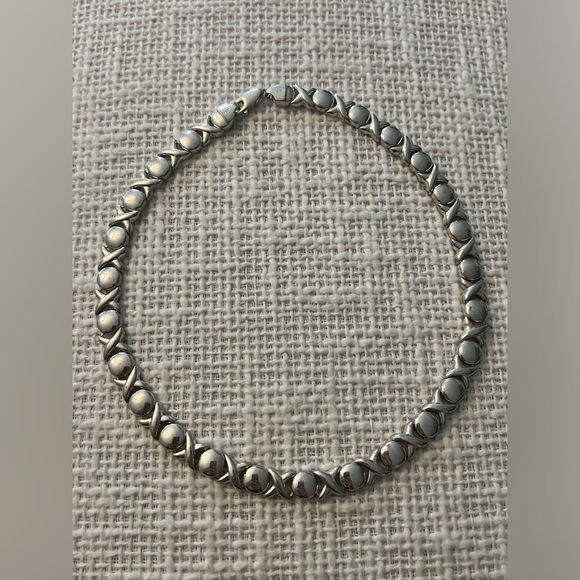Hugs & Kisses XO Vintage Sterling Silver Chain Link Necklace - Picture 4 of 5